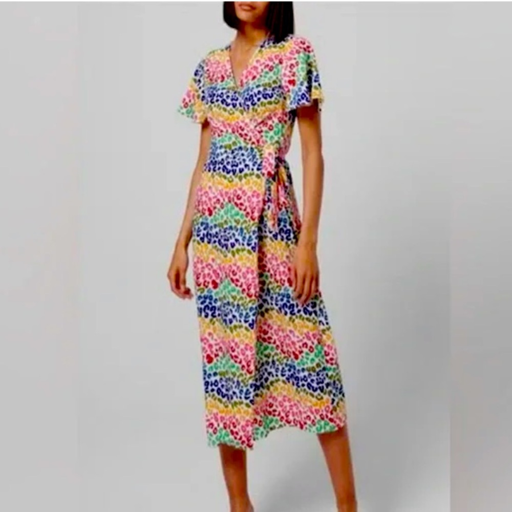 Never Fully Dressed Colorful Midi Wrap Dress